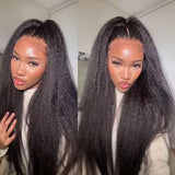 32 Inch Kinky Straight 13X4 Lace Front Wig 250% Density 5X5 Glueless Human Hair Pre Plucked Baby Hair Wigs For Black Women