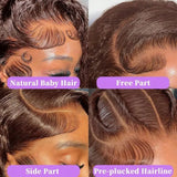 34 Inch 200% Density 13x4 Chocolate Brown Deep Wave Human Hair Wig 4# Colored Pre Plucked Wet And Wavy Lace Front Wig Human Hair For Women With Baby Hair Natural