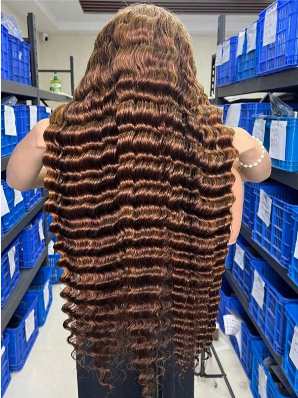 34 Inch 200% Density 13x4 Chocolate Brown Deep Wave Human Hair Wig 4# Colored Pre Plucked Wet And Wavy Lace Front Wig Human Hair For Women With Baby Hair Natural