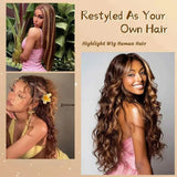 34 Inch Honey Blonde Ombre Body Wave Lace Front Wigs Human Hair 210 Density 4/27 Highlight 13x4 Lace Front Natural Black Wig Human Hair for Women