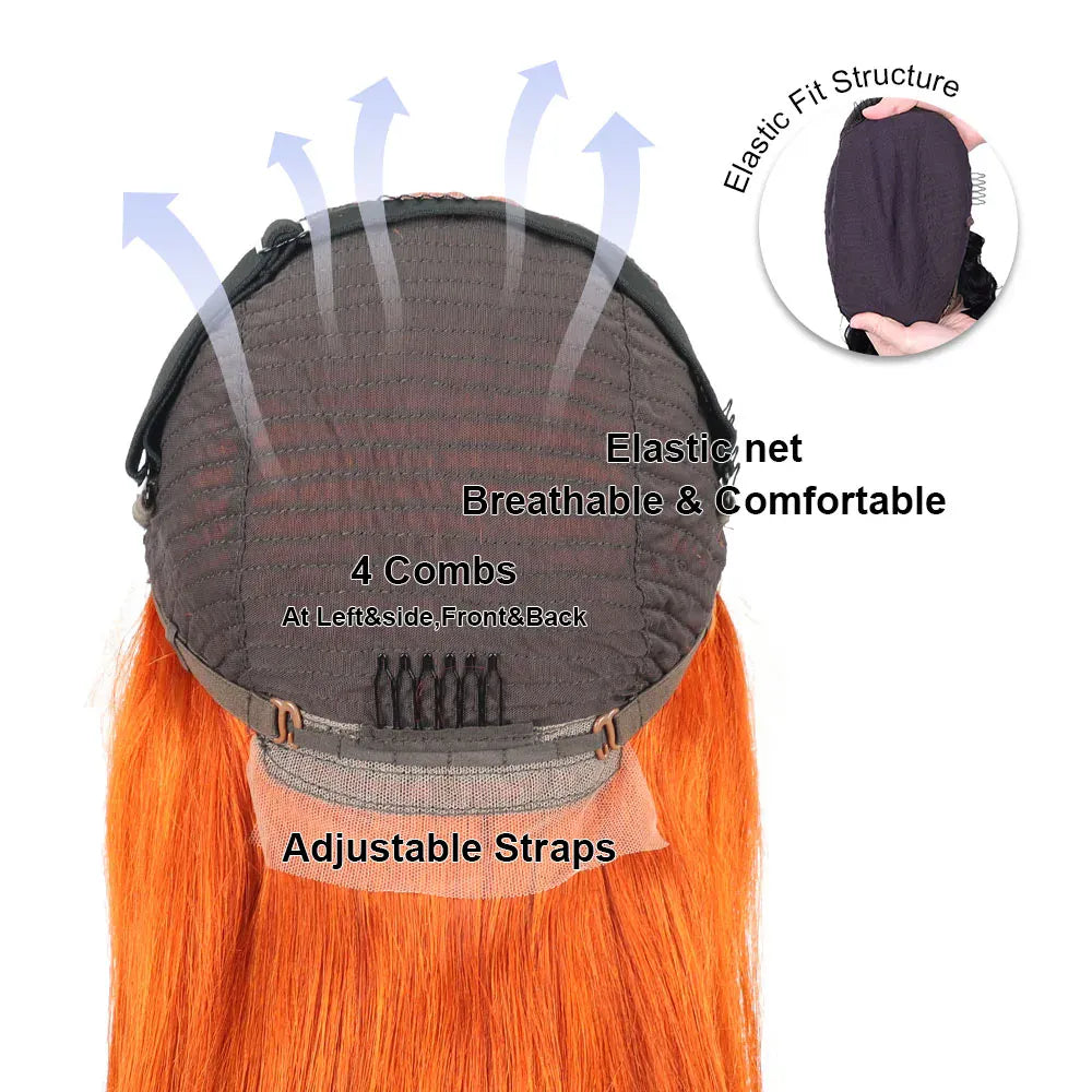 350 Orange Ginger Water Boon Straight Remy Human Hair Wigs 30 34 Inch Pre Plucked 13x4 HD Lace Frontal 13x6 Lace Front Wig For Women