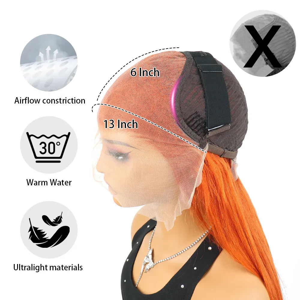 350 Orange Ginger Water Boon Straight Remy Human Hair Wigs 30 34 Inch Pre Plucked 13x4 HD Lace Frontal 13x6 Lace Front Wig For Women