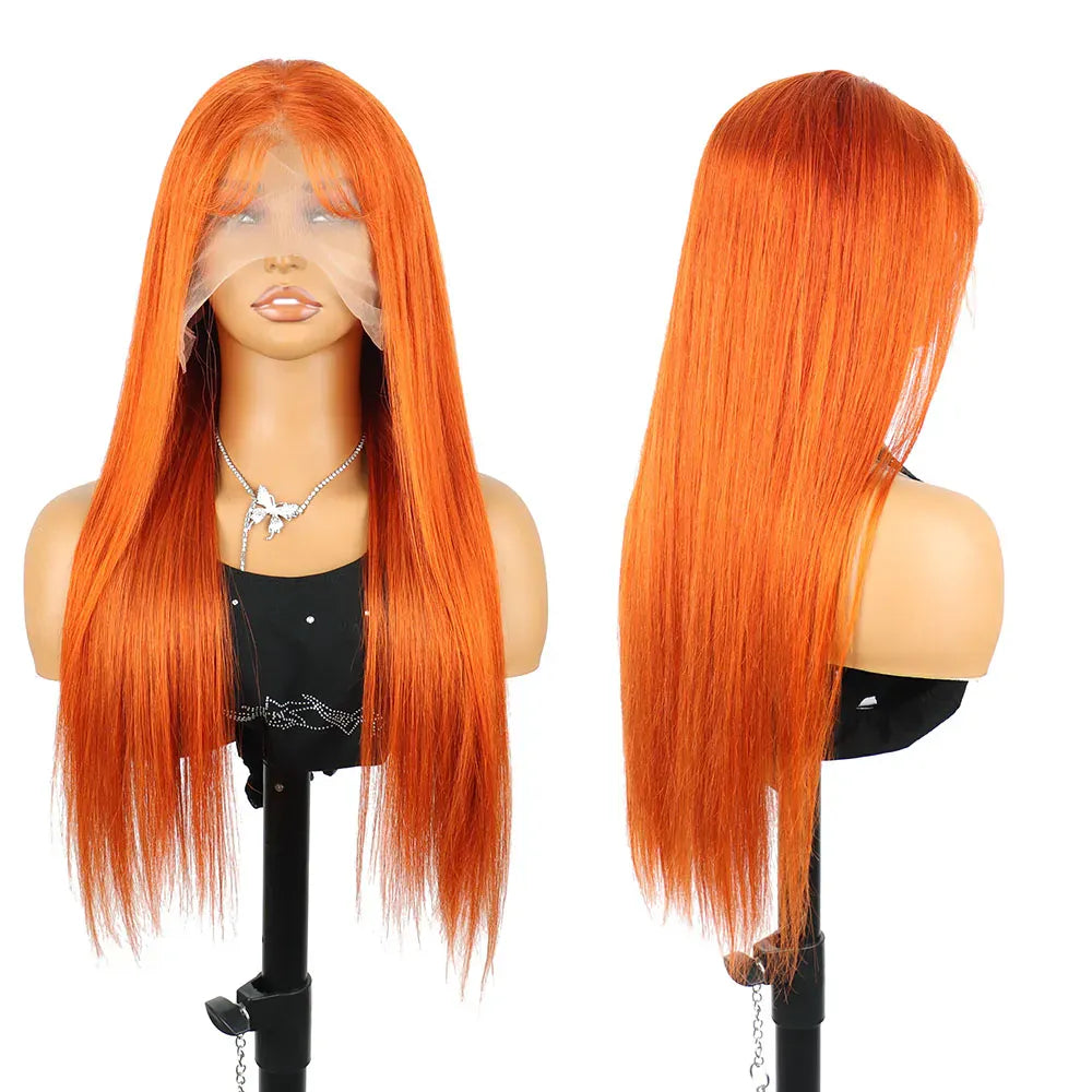 350 Orange Ginger Water Boon Straight Remy Human Hair Wigs 30 34 Inch Pre Plucked 13x4 HD Lace Frontal 13x6 Lace Front Wig For Women
