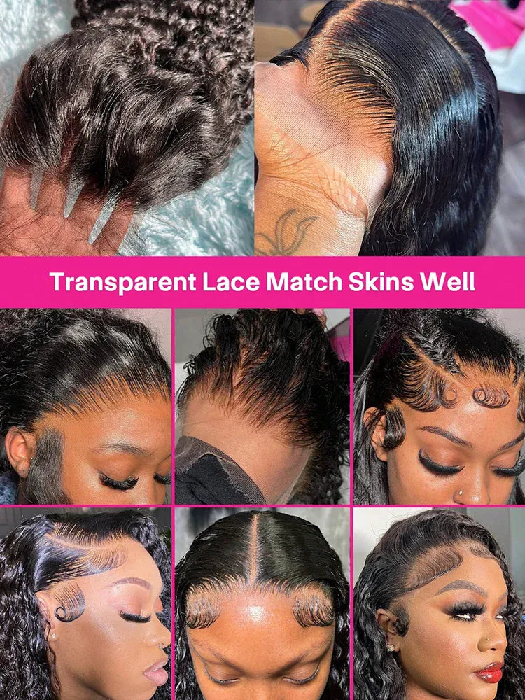 36 40 Inch Lace Front Wigs Pre Plucked Hidden Strap Deep Wave Lace Front Wigs Human Hair 250% Density Curly Wet And Wavy 13x4 13x6 HD Deep Wave Human Hair Wig For Women