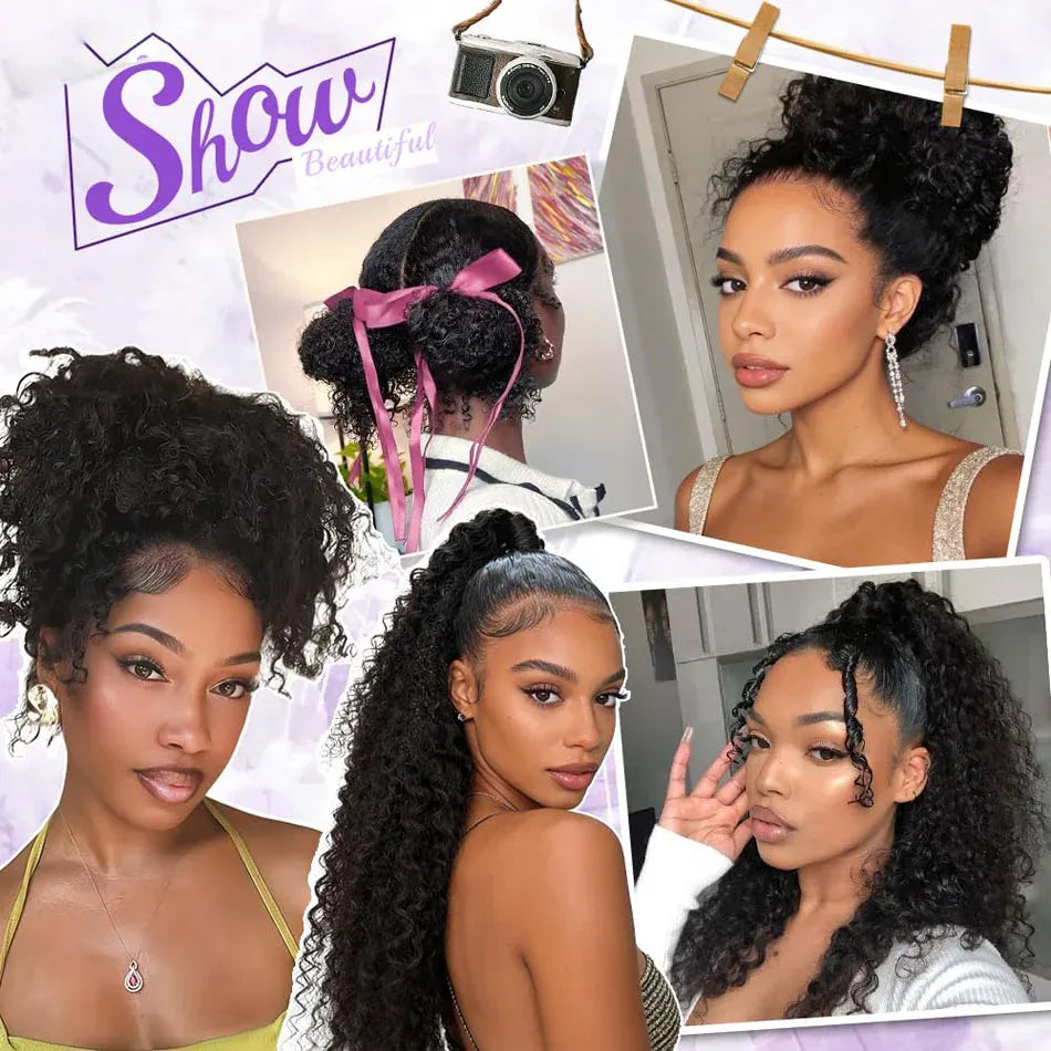 36-inch curly water wave human hair wig with Invisi Strap, 360 HD full lace and pre-plucked hairline