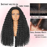 36-inch curly water wave human hair wig with Invisi Strap, 360 HD full lace and pre-plucked hairline