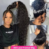 36-inch curly water wave human hair wig with Invisi Strap, 360 HD full lace and pre-plucked hairline