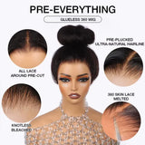 36 Inch Invisible Strap 360 HD Full Lace Glueless Wig Kinky Straight Frontal Wig Yaki Straight Lace Front Human Hair Wig