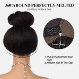 36 Inch Invisible Strap 360 HD Full Lace Glueless Wig Kinky Straight Frontal Wig Yaki Straight Lace Front Human Hair Wig