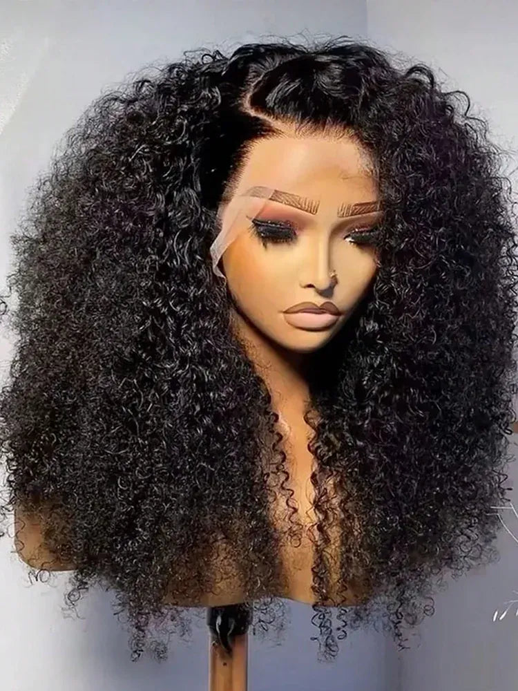38 40 Inch 250% Density Kinky Curly 13X4 HD Lace Front Ideal Jerry Curly Wave HD Transparent 13x6 Lace Front Wig Brazilian Human Hair Natural Black Curly Wave Wig Pre Plucked With Baby Hair For Women