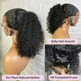 38 40 Inch 250% Density Kinky Curly 13X4 HD Lace Front Ideal Jerry Curly Wave HD Transparent 13x6 Lace Front Wig Brazilian Human Hair Natural Black Curly Wave Wig Pre Plucked With Baby Hair For Women