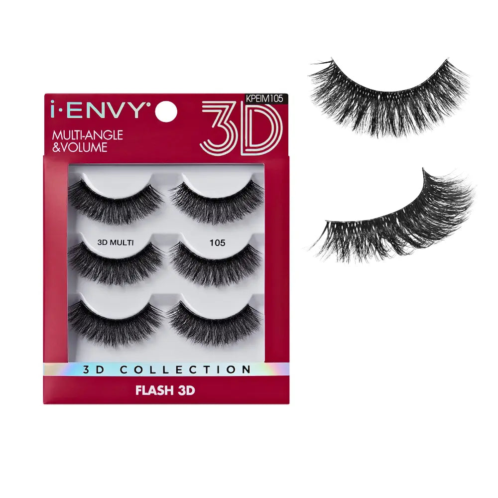 3D Strip Lashes, 3 Pairs Fluffy & Wispy Volume False Eyelashes - KPEIM105