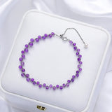 3MM Natural Stone Tourmaline Bracelet on Hand For Women Jewelry Party Wedding Luxury Gift  Amethyst Handmade Bangle Adjustable
