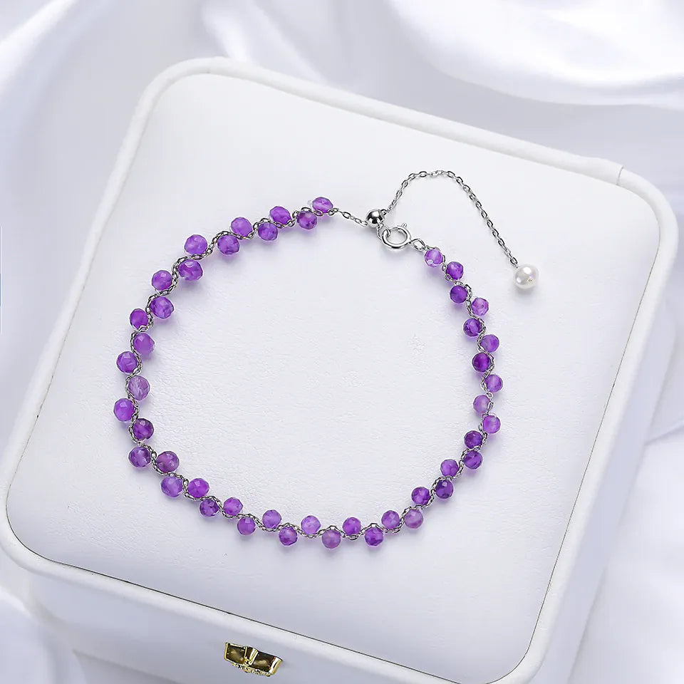 3MM Natural Stone Tourmaline Bracelet on Hand For Women Jewelry Party Wedding Luxury Gift  Amethyst Handmade Bangle Adjustable