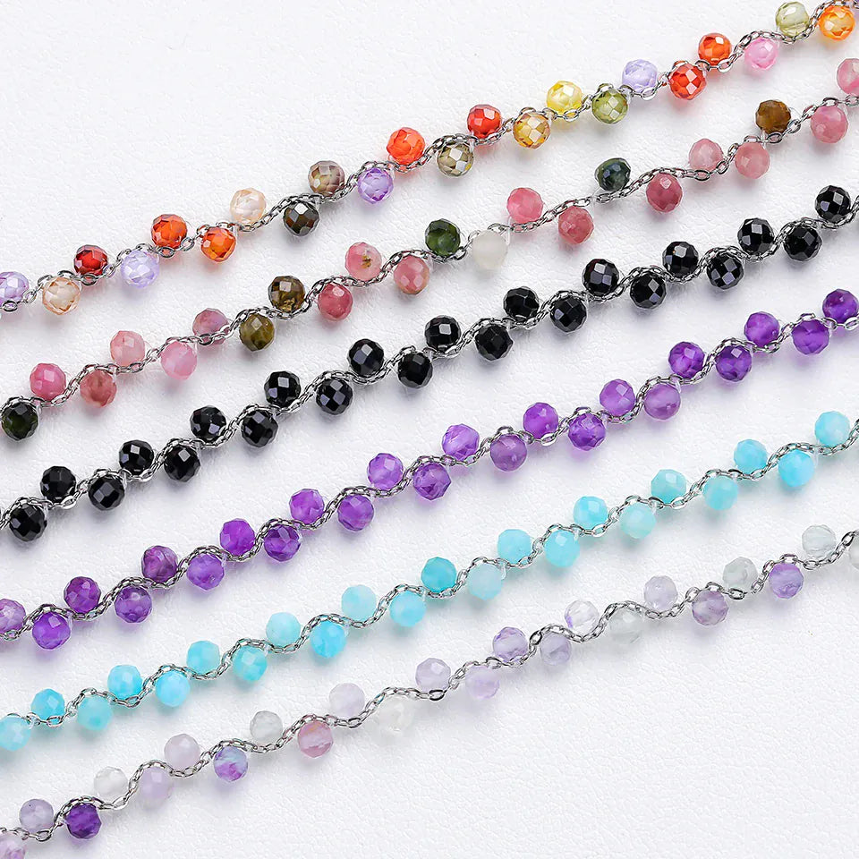 3MM Natural Stone Tourmaline Bracelet on Hand For Women Jewelry Party Wedding Luxury Gift  Amethyst Handmade Bangle Adjustable