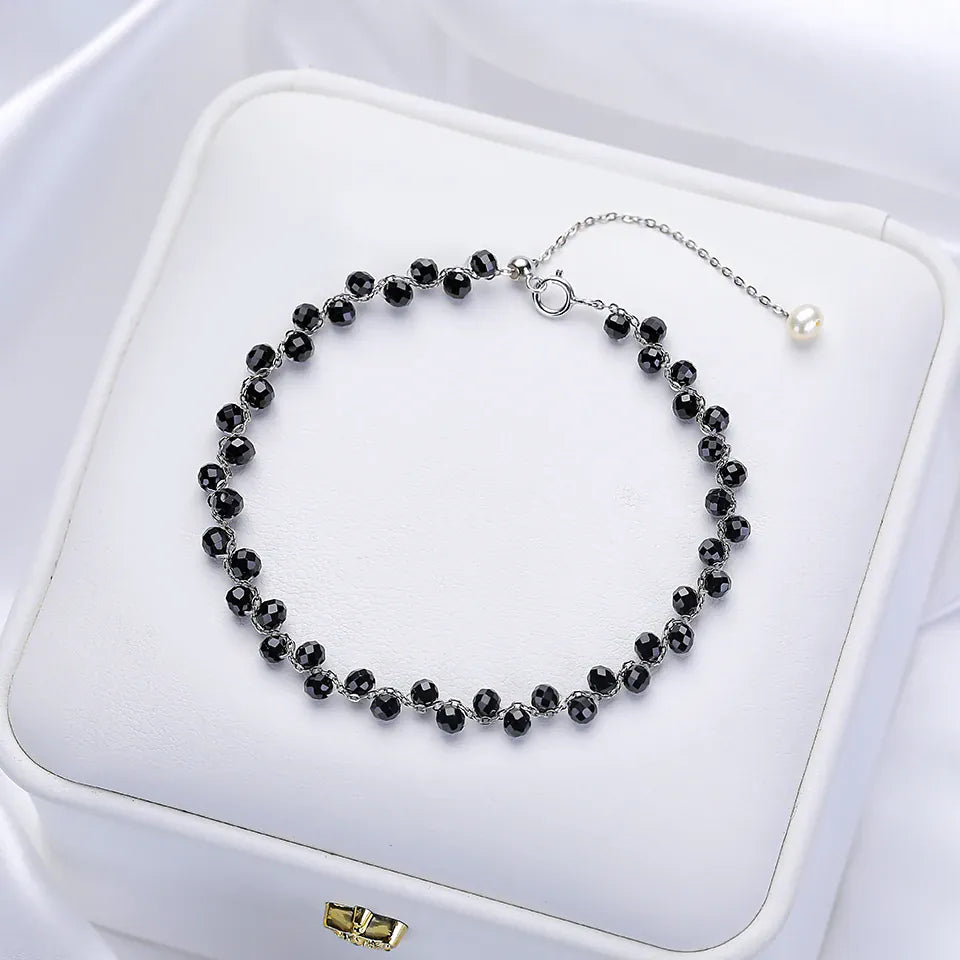 3MM Natural Stone Tourmaline Bracelet on Hand For Women Jewelry Party Wedding Luxury Gift  Amethyst Handmade Bangle Adjustable