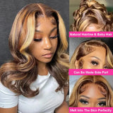 4/27 Body Wave Short Bob Wig Human Hair 13x4 Hd Full Lace Front Wig 12A Grade Virgin Lace Frontal Wigs For Women 230% Density