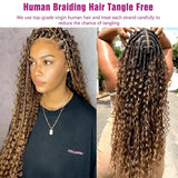 4/27 Highlight Boho Braiding Hair Deep Wave Human Hair Bulk For Women Natural Looking Honey Blonde 28 Inch Long Deep Wave Human Hair Extensions