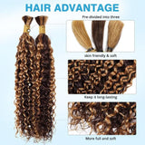 4/27 Highlight Boho Braiding Hair Deep Wave Human Hair Bulk For Women Natural Looking Honey Blonde 28 Inch Long Deep Wave Human Hair Extensions
