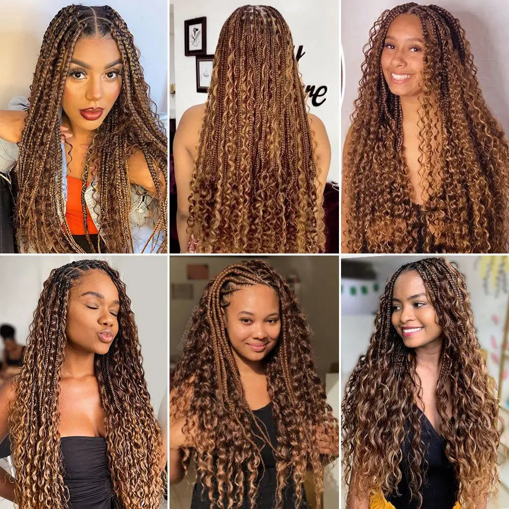4/27 Highlight Boho Braiding Hair Deep Wave Human Hair Bulk For Women Natural Looking Honey Blonde 28 Inch Long Deep Wave Human Hair Extensions