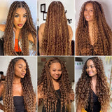 4/27 Highlight Boho Braiding Hair Deep Wave Human Hair Bulk For Women Natural Looking Honey Blonde 28 Inch Long Deep Wave Human Hair Extensions