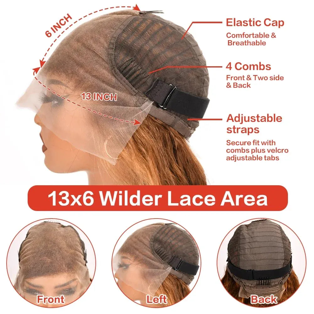 4/27 Highlight Honey Brown Curly Lace Front Human Hair Wigs 5x5/13x4 Ombre Colored Deep Wave Lace Frontal Wigs Women ﻿