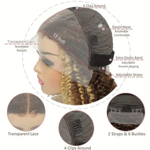 4/27 Highlight Water Wave Bob Human Hair Wig 13x4 HD Transparent Lace Front Pre-Plucked
