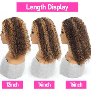 4/27 Highlight Water Wave Bob Human Hair Wig 13x4 HD Transparent Lace Front Pre-Plucked