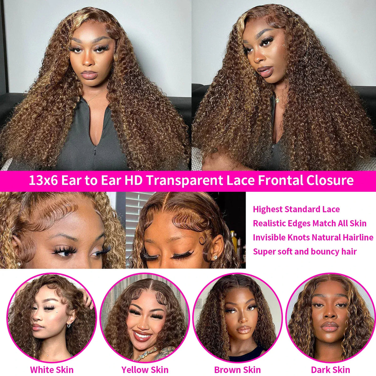 4/27 Highlight Wig 13x6 Hd Lace Frontal Wig Human Hair Deep Curly Wave Wig Human Hair 13x4 Water Wave Wigs Curly Lace Front Human Hair Wig