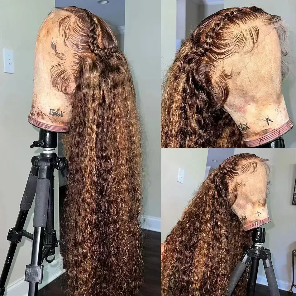 4/27 Highlight Wig 13x6 Hd Lace Frontal Wig Human Hair Deep Curly Wave Wig Human Hair 13x4 Water Wave Wigs Curly Lace Front Human Hair Wig