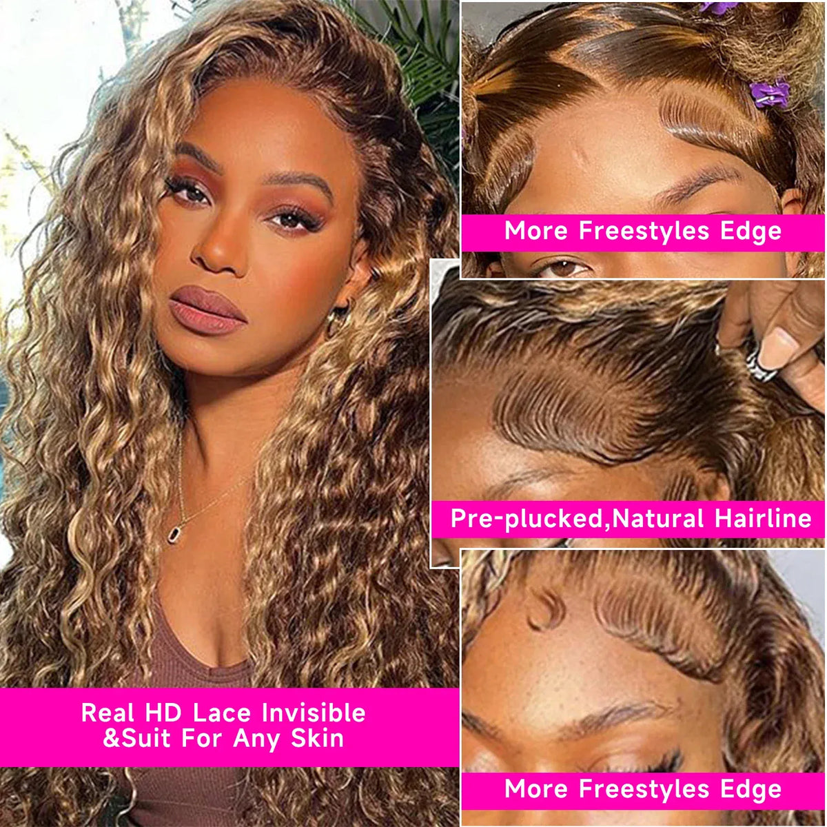 4/27 Highlight Wig 13x6 Hd Lace Frontal Wig Human Hair Deep Curly Wave Wig Human Hair 13x4 Water Wave Wigs Curly Lace Front Human Hair Wig