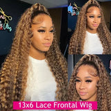 4/27 Highlight Wig 13x6 Hd Lace Frontal Wig Human Hair Deep Curly Wave Wig Human Hair 13x4 Water Wave Wigs Curly Lace Front Human Hair Wig