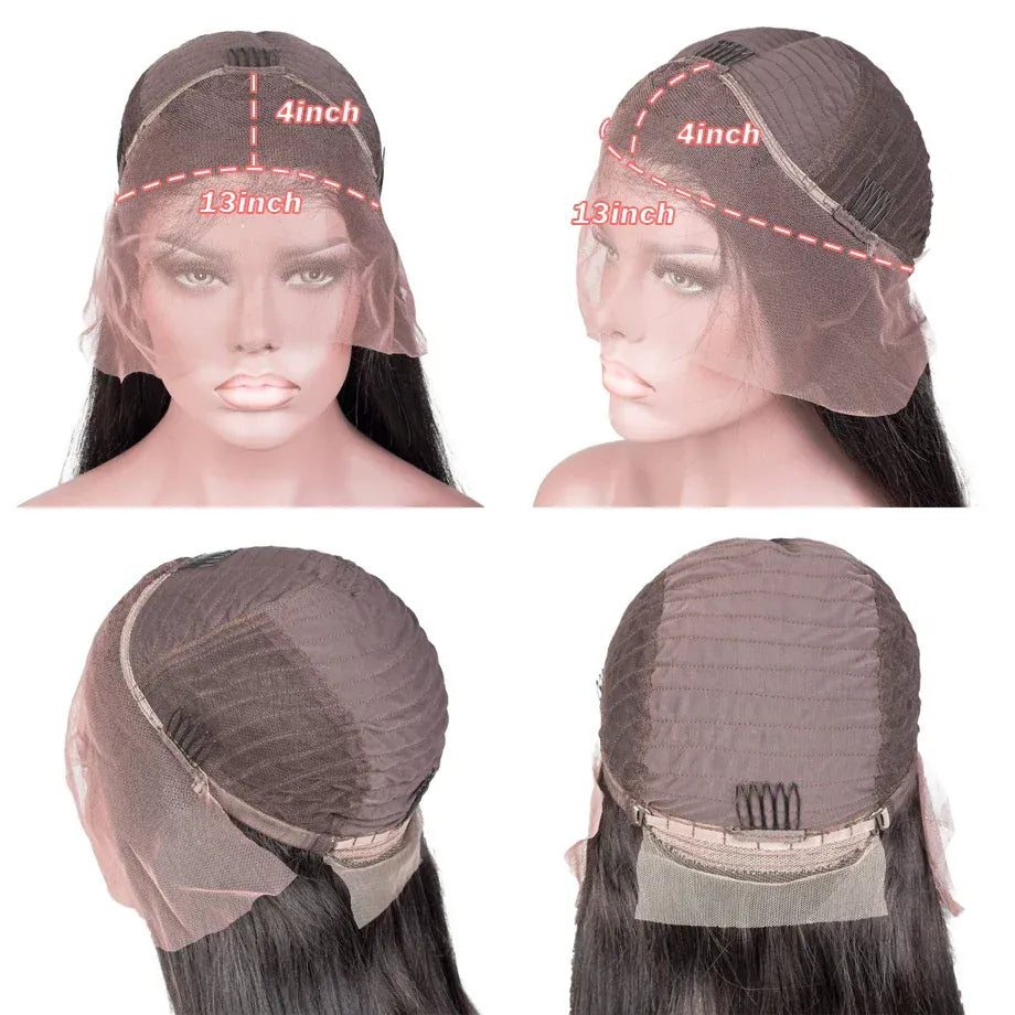4/350 Ginger Orange Brown Highlight Wigs Bone Straight 13x4 HD Lace Front Human Hair Wigs Super Double Drawn Colored Hair Wigs