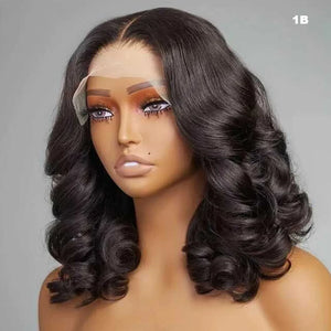 4/350 Highlight Loose Fumi Human Hair Wigs Short Loose Bouncy Curly Bob Wigs 13x4 Lace Front Wear To Go Glueless Wigs For Women