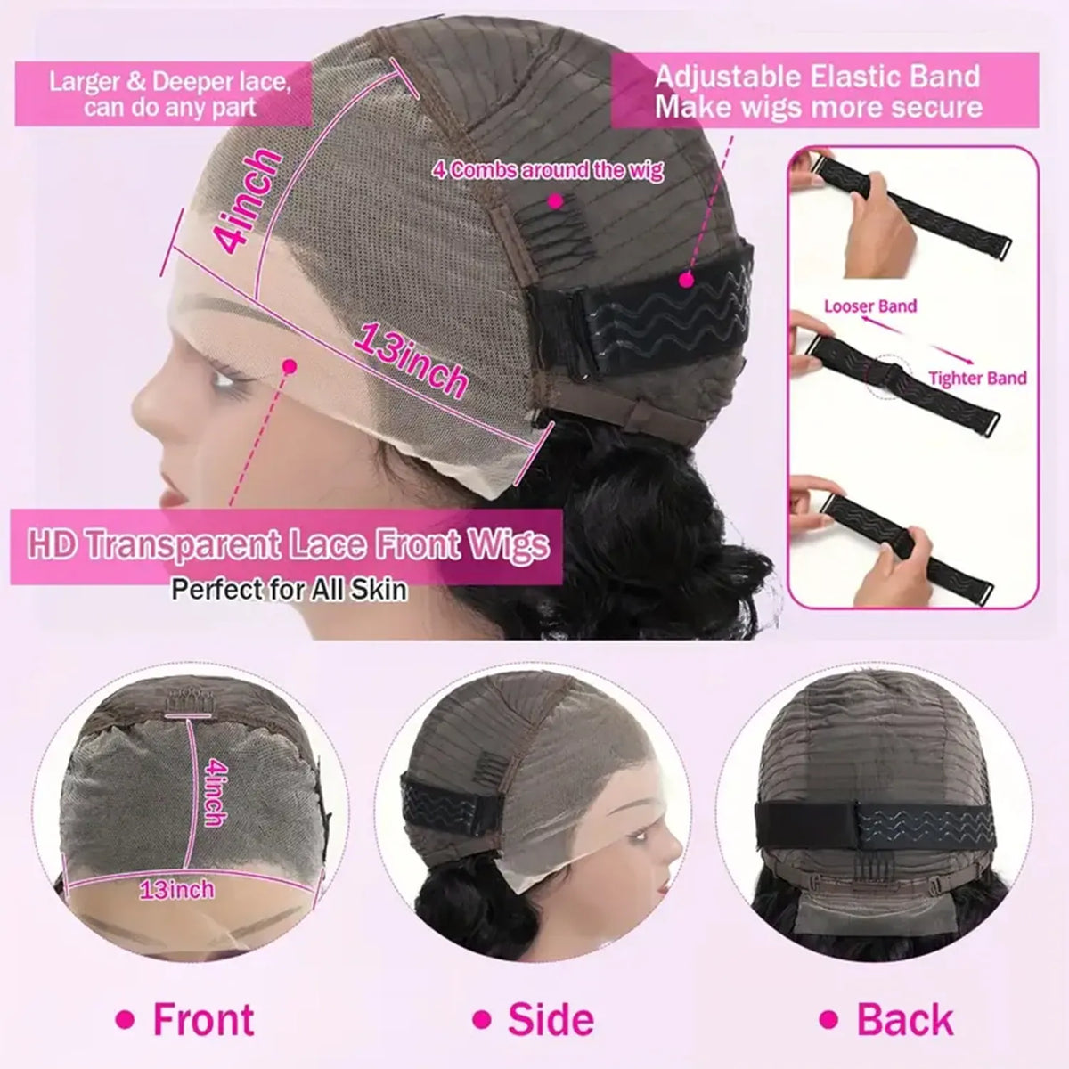 Loose Fumi Bob human hair wig with 13x4 lace front, bouncy curly style, glueless design, perfect for easy wear and natural look.