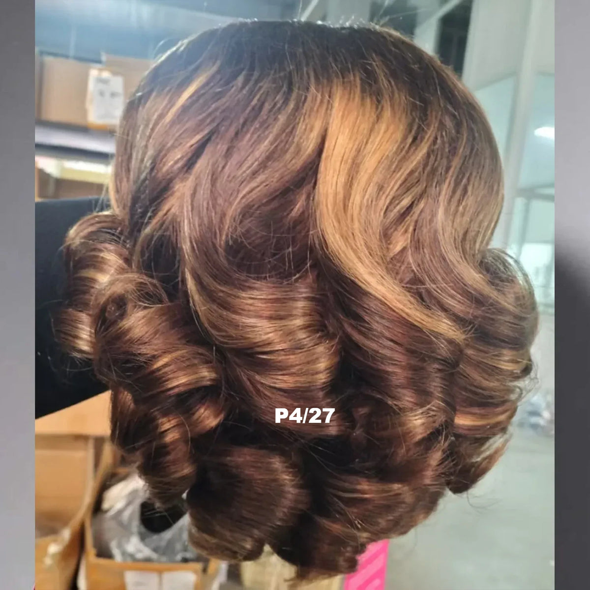 Loose Fumi Bob human hair wig with 13x4 lace front, bouncy curly style, glueless wear for women by HSF Marketplace.