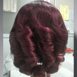 Loose Fumi Bob human hair wig with 13x4 lace front, bouncy curly style, glueless design, perfect for easy wear and natural look.