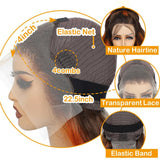 Water wave human hair wig with lace frontal in ginger orange-brown, featuring highlighted waves and pre-plucked HD lace