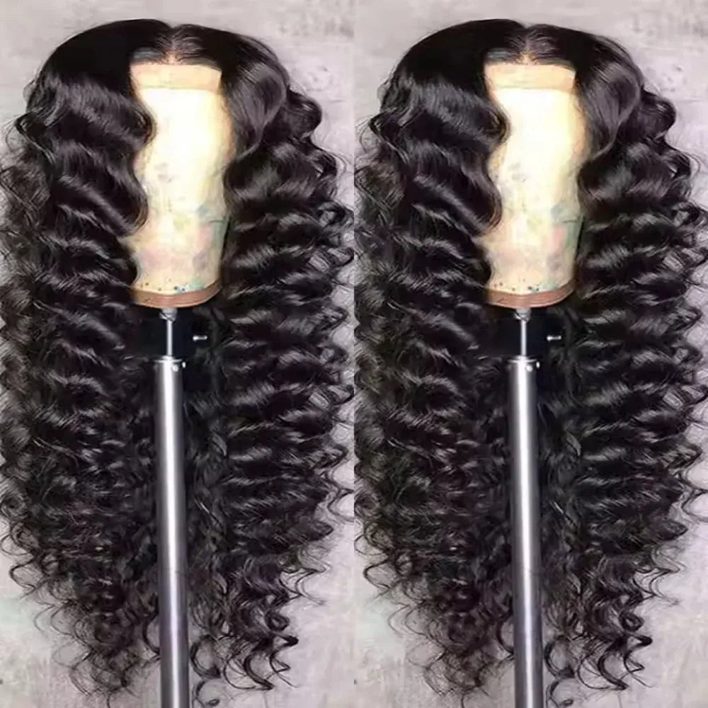 40 42 Inch Curly Wigs Deep Wave 13x4  Hd Lace Frontal Wigs Human Hair Water Wave 250 Density Front Wig  Brazilian For Women