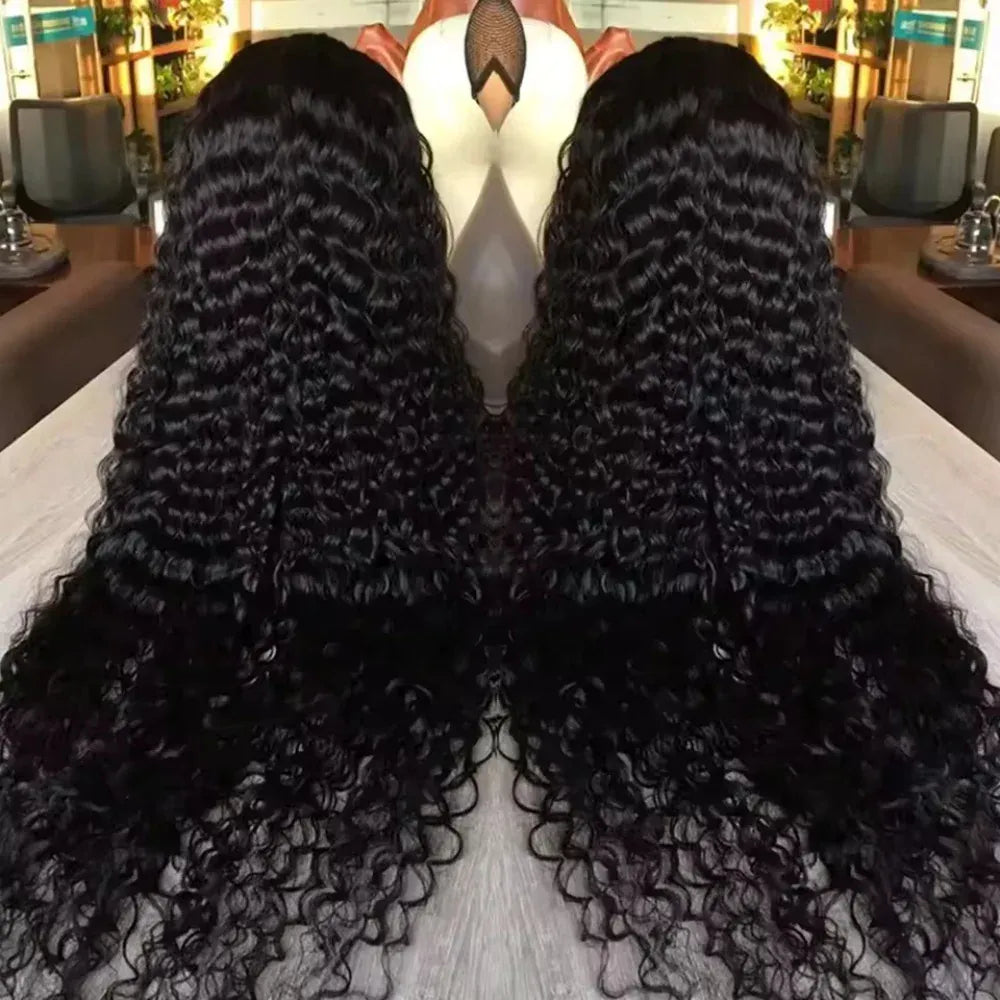 40 42 Inch Curly Wigs Deep Wave 13x4  Hd Lace Frontal Wigs Human Hair Water Wave 250 Density Front Wig  Brazilian For Women