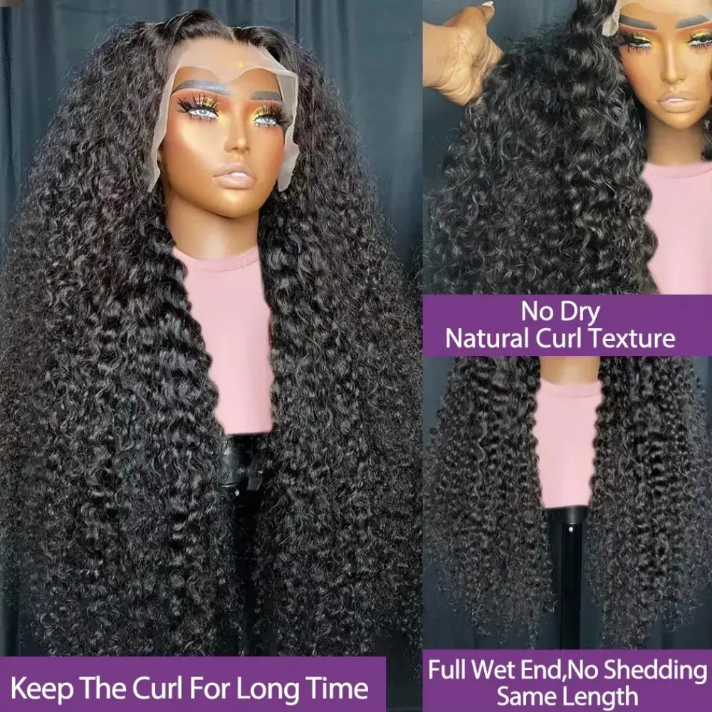 40 42 Inch Curly Wigs Deep Wave 13x4  Hd Lace Frontal Wigs Human Hair Water Wave 250 Density Front Wig  Brazilian For Women