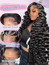 40 42 Inch HD Loose Deep Wave 13x6 Lace Front Human Hair Wig Brazilian Curly Water Wavy 13x4 Lace Frontal Wig for Women