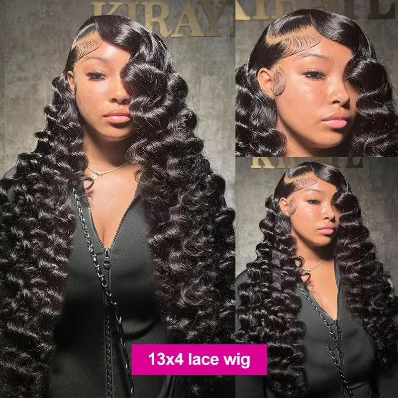 40 42 Inch Loose Wave 13x6 HD Lace Frontal Wig Human Hair Brazilian Loose Deep Waves Curly Wigs Lace Front Wigs For Women