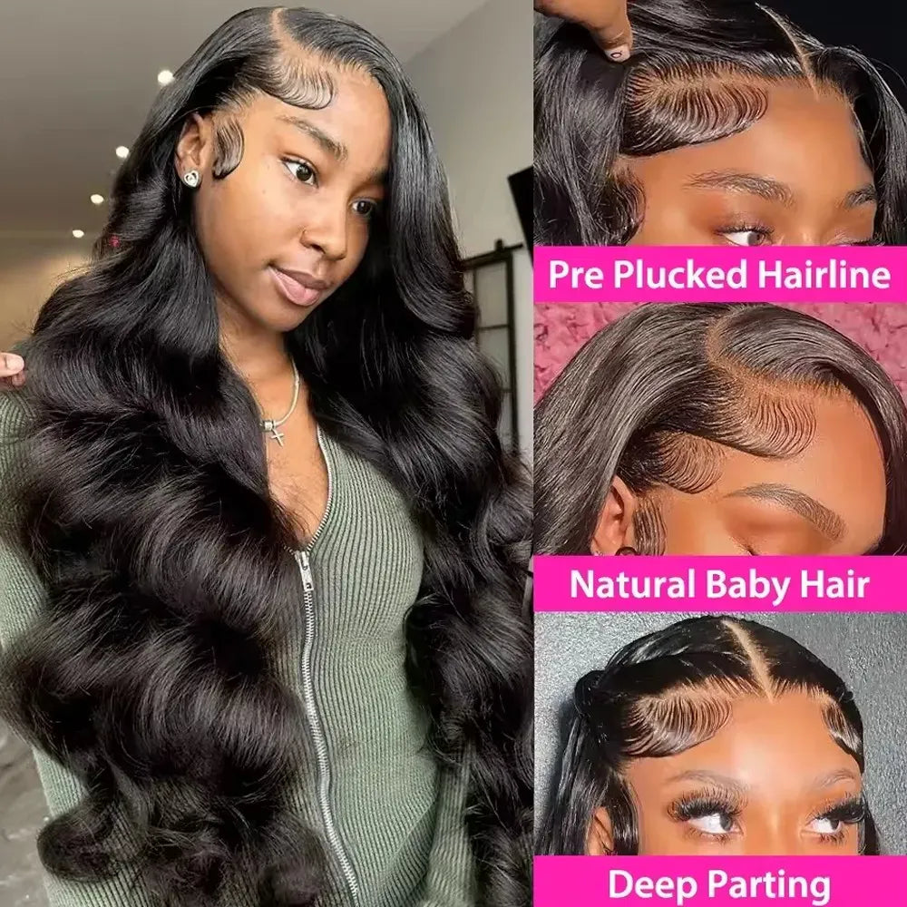 40 42 Inch Raw Peruvian Body Wave Human Hair Wig 250% Density 13x4 13x6 HD Lace Front Glueless Wigs for Women