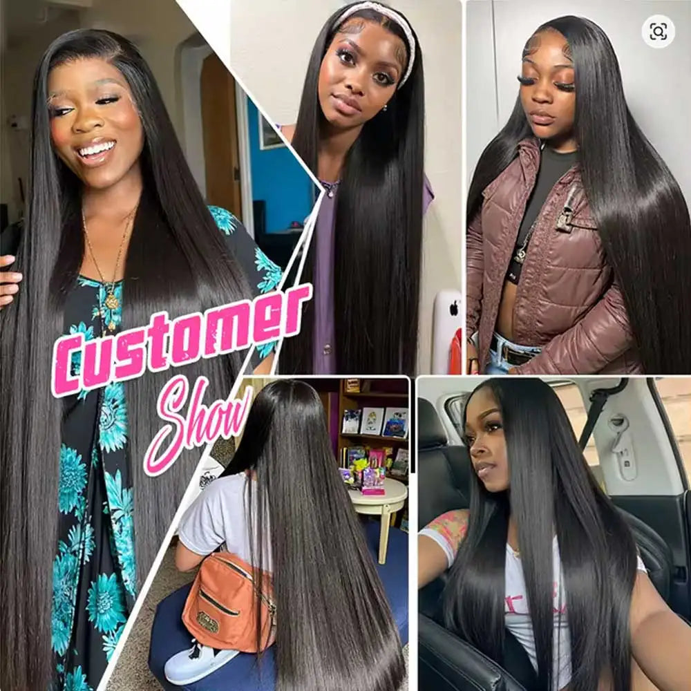 Straight Human Hair HD Lace Wig 13x4 or 13x6, Brazilian Remy Hair, Transparent Swiss Lace, Long Length