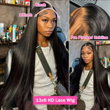 Straight Human Hair HD Lace Wig 13x4 or 13x6, Brazilian Remy Hair, Transparent Swiss Lace, Long Length
