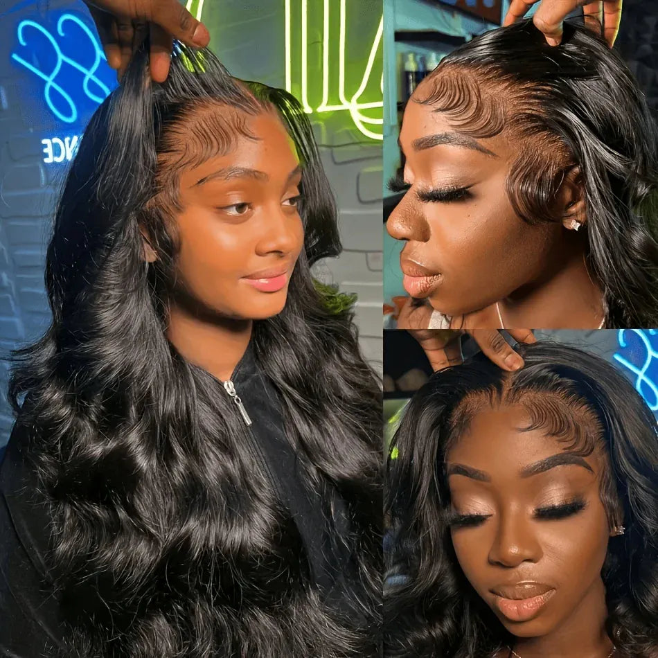 40 42Inch Body Wave Human Hair Wig 13x4 13x6 HD Lace Front Wig 250% Density Brazilian Hair Natural Black Wig for Women