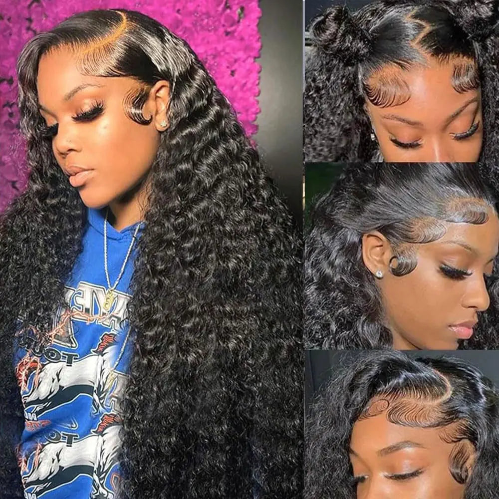 Deep Wave Human Hair HD Lace Front Wig 13x4 or 13x6 Brazilian Hair 250% Density Pre-Plucked