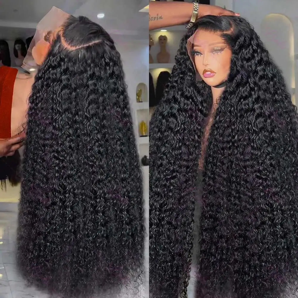 Deep Wave Human Hair HD Lace Front Wig 13x4 or 13x6 Brazilian Hair 250% Density Pre-Plucked