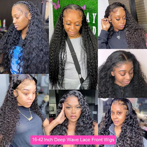 40 Inch 13x6 Hd Deep Wave Lace Frontal Wig For Women Brazilian PrePlucked Jerry Deep Water Wave Curly Lace Front Human Hair Wigs